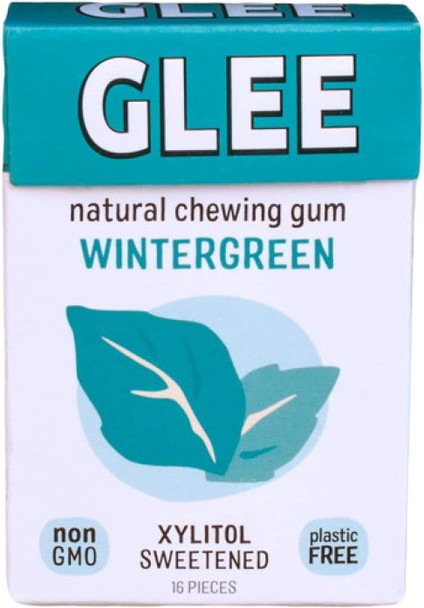 Glee Gum Xylitol-Sweetened Sugar-Free Wintergreen Natural Chewing Gum, 12 Count