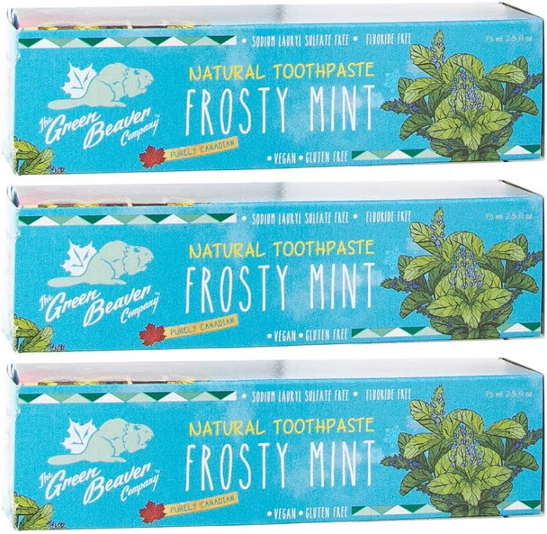 Green Beaver Fluoride free Natural Toothpaste 3-PACK (Frosty Mint)