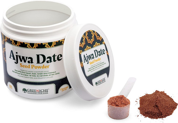 Greeniche Ajwa Seeds Powder, 100 gram, Benefits The Heart, Liver, Brain & Kidneys, Pure and Organic Energy Powder for Everyday Consumption, Completely Halal for Consumption