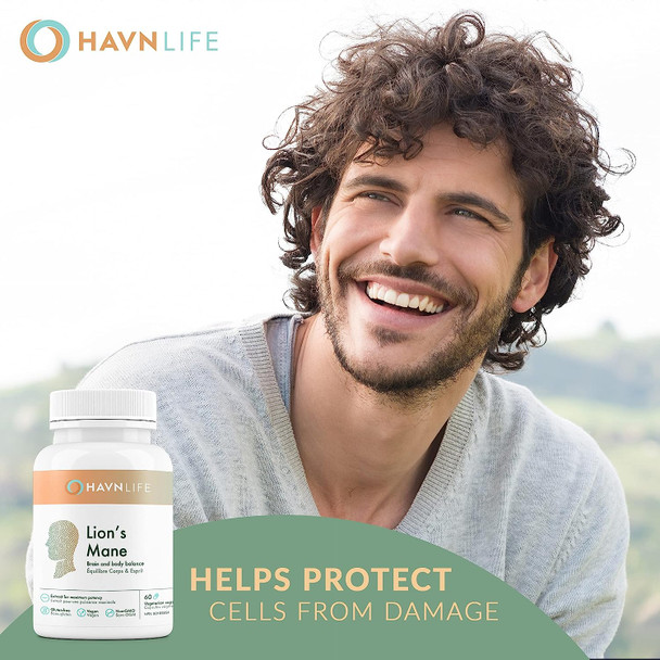HAVN LIFE Lion's Mane | Pure Lion's Mane Mushroom Extract | Support Immune system, Mental Clarity, Memory and Cognitive Health | Antioxidant supplement | Non-GMO - 60 Vegan Capsules
