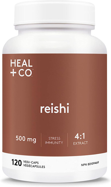 HEAL + CO. Reishi | High Potency 4:1 extract, 4000 mg per serving |Stress + Immunity | 120 x 500 mg Capsules