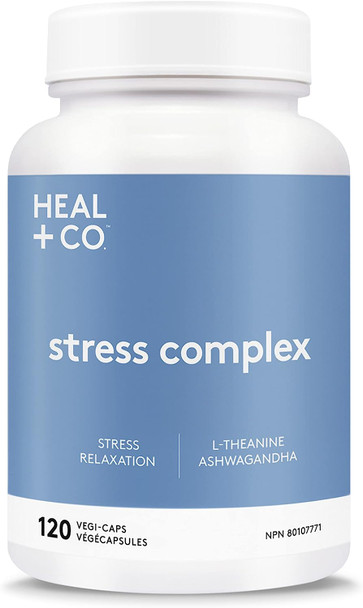 HEAL + CO. Stress Complex | Ashwagandha + L-Theanine | Stress + Relaxation Support | 120 Capsules