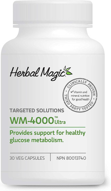 Herbal Magic WM-4000 Ultra Glucose Metabolism Management Supplement for Women & Men with Chromium + B Vitamins to Balance Energy, Non-GMO Vegetable Capsules