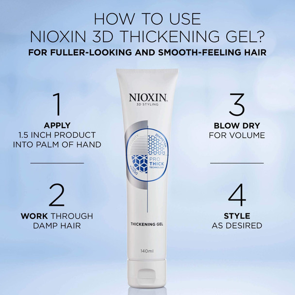 Nioxin 3D Styling Hair Thickening Gel, Strong Hold and Texture, 5.13 Oz