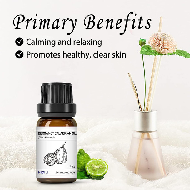 HIQILI Bergamot Essential Oil,Pure Natural Bergamot Oil for Skin Hair Diffuser Massage -15ml HIQILI Bergamot Essential Oil,Pure Natural Bergamot Oil for Skin Hair Diffuser Massage -15ml