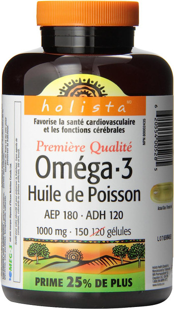 Holista Premium Omega-3 Fish Oil Softgels, 1000mg