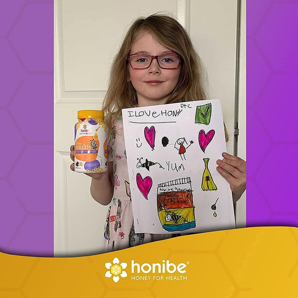 Honibe Kids Multivitamin Gummies Plus Immune Boost | Honey-Based Vitamins Made in Canada | Children's Chewable Gummy Vitamins | Vegetarian Kids Vitamin Gummies | Kids Zinc Vitamin Gummy Bees | 70 gummies