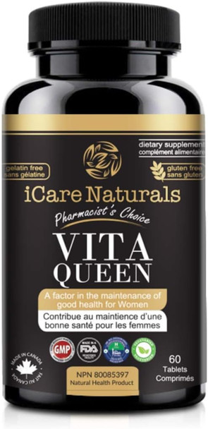 iCare Naturals - Halal Multivitamins for Women - Iron, Biotin Supplement - Gluten-Free, Vegetarian Friendly - 60 count