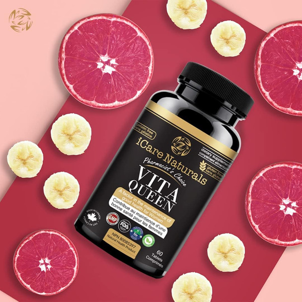 iCare Naturals - Halal Multivitamins for Women - Iron, Biotin Supplement - Gluten-Free, Vegetarian Friendly - 60 count