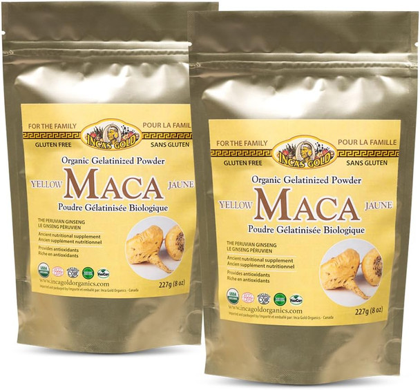 INCA'S GOLD Organic Yellow Maca Gelatinized Powder 454g Combo Pack