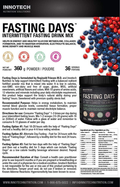 Innotech Nutrition Fasting Days Intermittent Fasting Drink Mix - Mixed Berry 360g