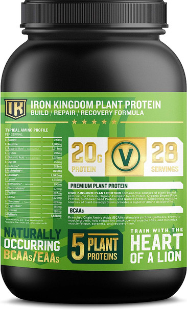 IRON KINGDOM PLANT PROTEIN: PEANUT BUTTER MILKSHAKE, 20g (28 Servings!) 5 Source Blend, Vegan, Soy-Free