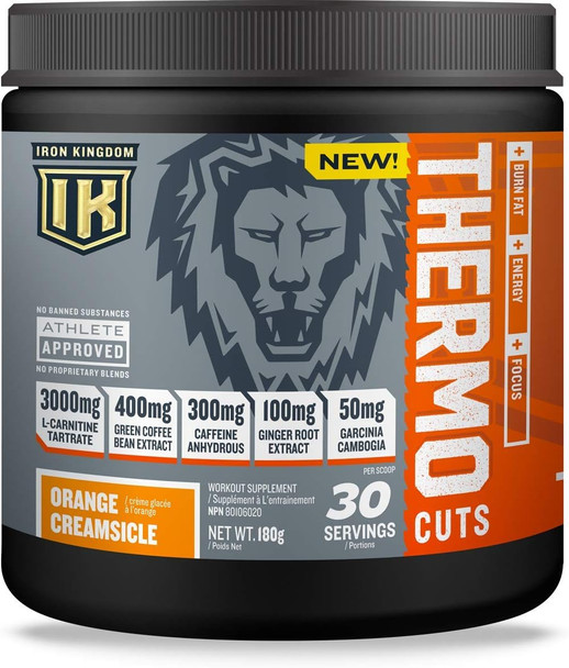 IRON KINGDOM THERMO CUTS ORANGE CREAMSICLE, Fat Burner, Energy, Focus, Carnitine, Caffeine