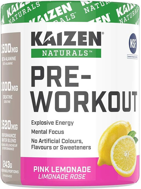 Kaizen Naturals pre-workout, Pink Lemonade, 243 gram