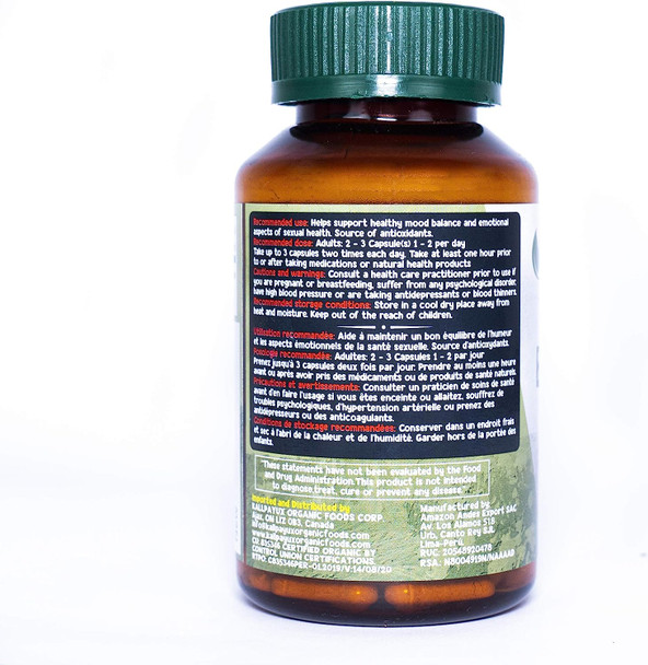 Kallpayux Organic Foods Black Maca Root Capsules For Men 500mg -100 Capsules, Certified, Vegan, Maca Powder Organic per Capsule, Supports Male Health Performance