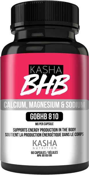 KASHA Nutrition BHB Pills  Patented Ketone Salts for Women and Men | Proudly made in Canada. 60 Veggie Capsules