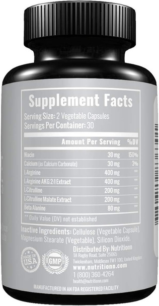 L-Arginine by Nutritionn - Premium Amino Acid Supplement - 60 Capsules