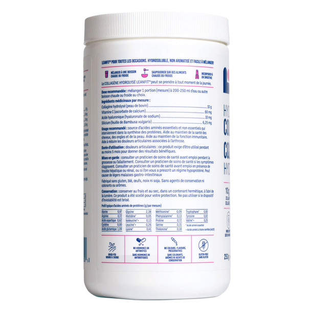 LEANFIT HYDROLYZED COLLAGEN Unflavoured 25 Servings 253g Tub