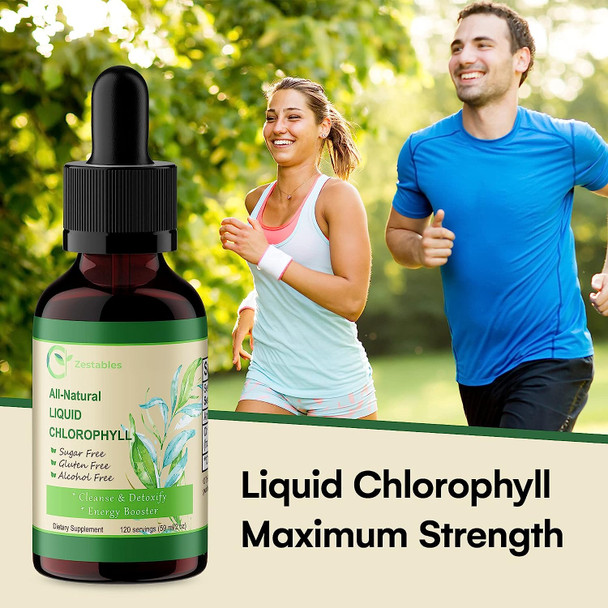 Liquid Chlorophyll Drops for Water 120 Serving, All-Natural Concentrate, Mint Flavored 60mg
