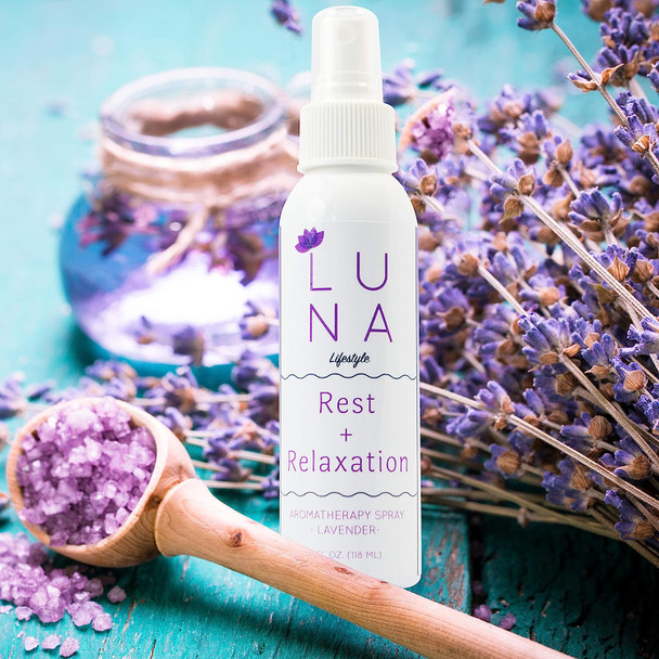 Luna Lifestyle Premium Lavender Aromatherapy Spray - Great for Yoga, Pillow Spray, Relaxation, Sleep, and Room Spray - 100% Pure Lavender Essential Oil Mist - 10% to Charity