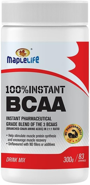 MapleLife BCAA Powder 300g, 3 BCAA Blend in Ideal 2:1:1 Ratio