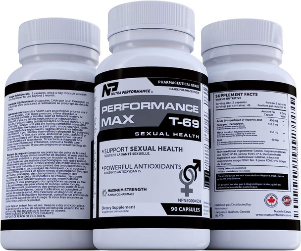 Max Performance Supplement with D-Aspartic, Fenugreek & DIM - T-69