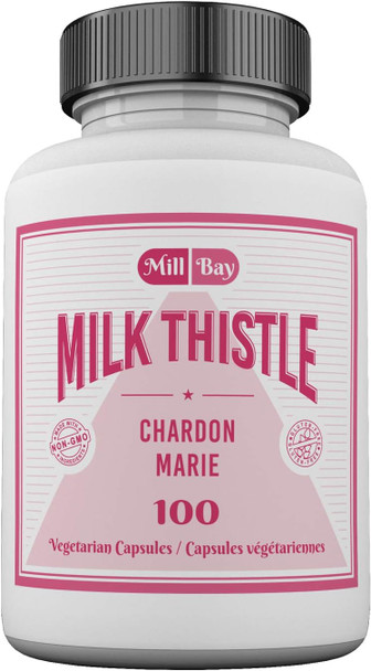 Mill Bay Milk Thistle Extract  Helps Support Liver Function. 100 Vegan, Non-GMO Silymarin Capsules