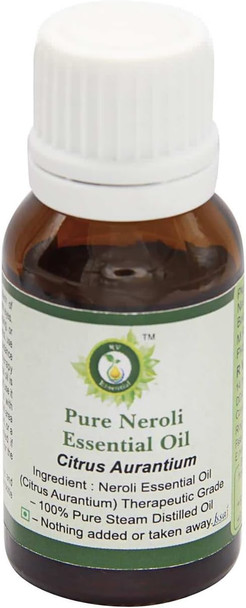 Neroli Essential Oil | Citrus Aurantium | For Skin | For Body | For Face | Massage Oil | 100% Pure Natural | Steam Distilled | 15ml | 0.507oz By R V Essential