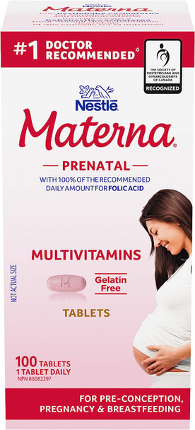 NESTLe Materna Prenatal Multivitamin Supplement | Folic Acid | 100 Tablets