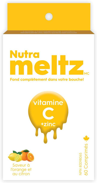 Nutrameltz Vitamin C + Zinc | Boosts Immune System & Help fight off Infections | 60 Tablets