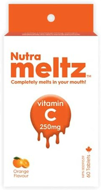 Nutrameltz Vitamin C 250mg | For Healthy Bones & Maintain Immune System | 60 Melting Tablets