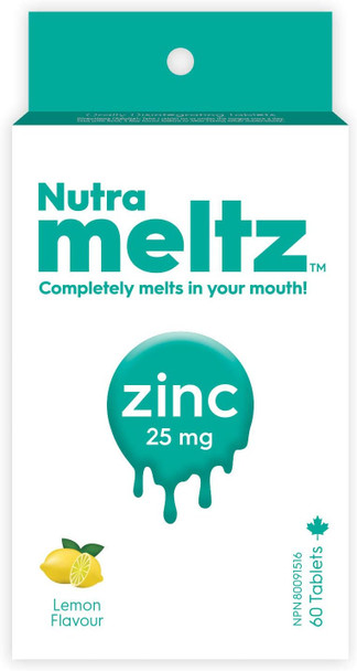 Nutrameltz Zinc 25mg | Boosts Immune System | 60 Melting tablets | Lemon Flavour