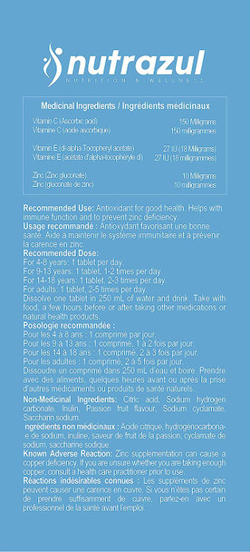 Nutrazul Immune+ Effervescent Tablets- Passion Fruit 20s | 20 Days Supply | Gluten Free, Lactose Free, Sugar Free & Preservative Free | Maintains Immune Function