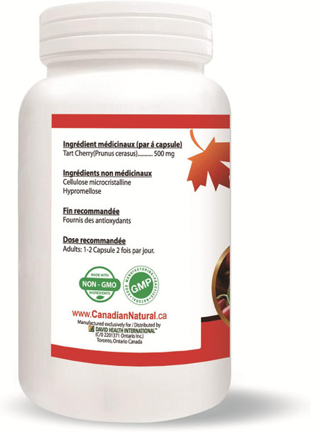 Nutridom North-American Tart Cherry 500mg, Natural, Non-GMO, Made In Canada
