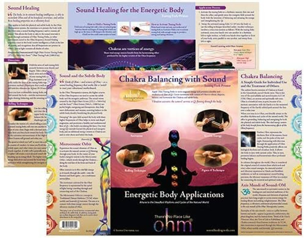 Ohm Therapeutics TUNING FORK TREATMENT CHARTS (3)  For Massage Therapy, Energy Practitioners, Chakra Balancing & Sound Therapy