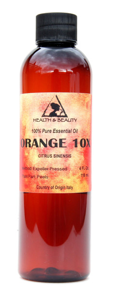 Orange 10X (10 Fold) Essential Oil Organic Aromatherapy Therapeutic Grade 100% Pure Natural 4 oz, 118 ml