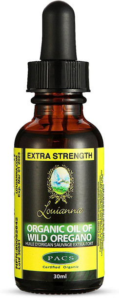 Oregano Oil - Louianna Certified Organic Oil of Wild Oregano Liquid Drops Extra Strength 30ml / 1 Fluid Ounce 82.66% Carvacrol & 0.28% Thymol Canada Best Selling Brand