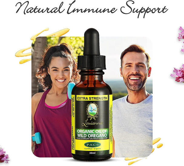 Oregano Oil - Louianna Certified Organic Oil of Wild Oregano Liquid Drops Extra Strength 30ml / 1 Fluid Ounce 82.66% Carvacrol & 0.28% Thymol Canada Best Selling Brand