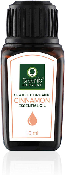 Organic Harvest - Cinnamon Essential Oil USDA, OneCert, Certified Organic, 100% Pure, Undiluted, Therapeutic Grade, Excellent for Aromatherapy, 1/3 fl. Oz / 10 ml
