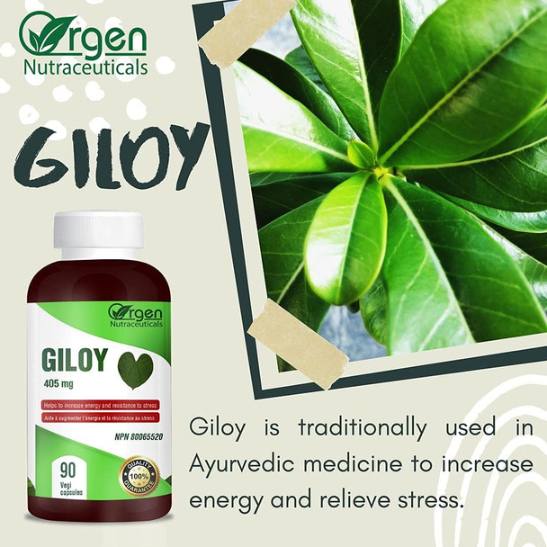 ORGEN GILOY 405 mg 4:1 QCE 1620 mg Extract I Increase Energy I Adaptogen I Resistance to stress
