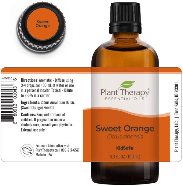 Plant Therapy Orange Sweet Essential Oil 100 mL (3.3 oz) 100% Pure, Undiluted, Therapeutic Grade