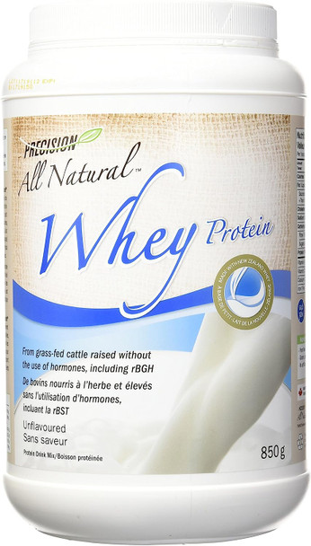 Precision All Natural Whey Protein Powder - Unflavored, 850 g | Hormone-free and gluten-fee