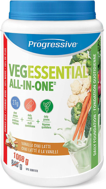 Progressive Health Vegessential, All-In-One Vegan Protein, Greens, Vitamins & minerals Powder - Vanilla Chai Flavour 1008 g
