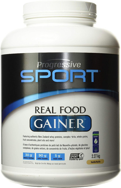 Progressive Progressive Sport Real Food Gainer - Protein Powder Supplement - Vanilla Flavour, 2.27 Kg 2.27 Kilogram Vanilla