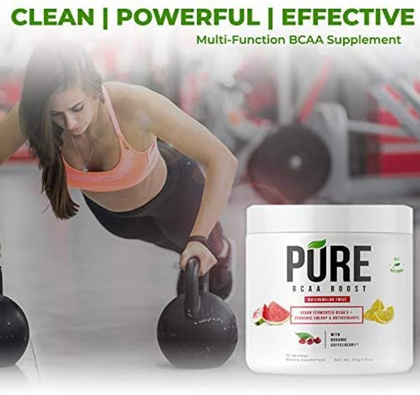 Pure BCAA Boost All Natural Vegan BCAA's+Organic Energy, Phytonutrients and Antioxidants Fuels+Revitalizes Muscle Pre-Workout or Post-Workout - Instantized for Faster Muscle Absorption and Recovery!