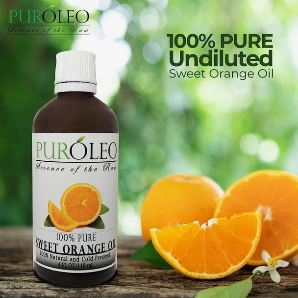 PUROLEO Sweet Orange Essential Oil, 4oz (Large Bottle) - 100% Pure Natural for Aromatherapy Diffuser