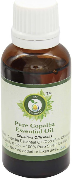 R V Essential Pure Copaiba Essential Oil 15ml (0.507oz)- Copaifera Officinalis (100% Pure and Natural Therapeutic Grade)