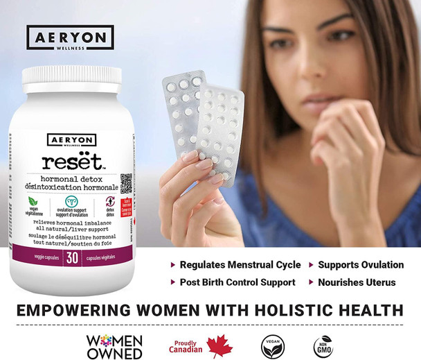 Reset - Hormone Balance Supplements for Women, Estrogen Supplements for Women - Provides Post Birth Control and Ovulation Support, Hormonal Detox, Period Regulation - 30 Vegan Capsules - 30 Day Supply