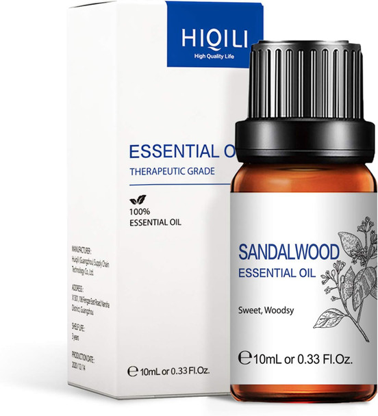 Sandalwood Essential Oil,Pure Natural Therapeutic Grade Sandalwood Oil Perfect for Aromatherapy Hair Care Skin Care Massage and More-10ml