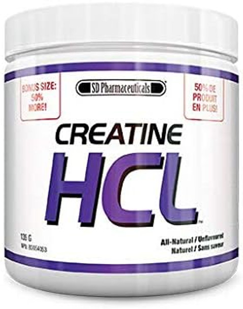 SD Pharmaceuticals CREATINE HCL - 300g - Enhance ATP Energy Metabolism - Maximizes Levels of Phosphocreatine - Muscle Cell Volume & Protein Synthesis - Satellite Cell Activity - Ultra Concentrated Form (Unflavoured, 135g)